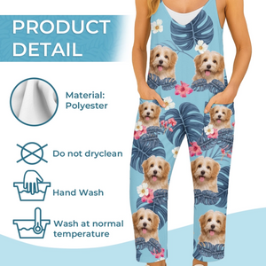 Custom Photo Casual Loose Overalls Jumpsuit - Personalized Summer Vacation And Travel Gifts For Dog Cat Lovers, Dog Dad And Mom, Cat Owners - Life’s Better With Fur