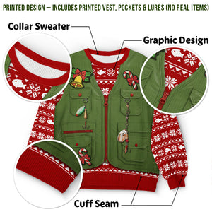 Custom Photo Unisex Ugly Sweatshirt - Personalized Christmas Birthday Fishing Gifts For Fisherman - Santa’s Fishing Buddy Since Forever