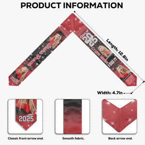 Custom Photo Cheers To The Journey - Family Personalized Custom Triangle Graduation Stole - Graduation Gift For Family Members, Siblings, Brothers, Sisters, Best Friends