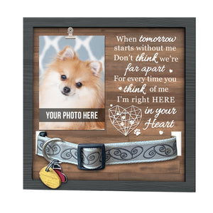 Pour chaque fois que tu penses à moi, je suis là dans ton cœur - Panneau commémoratif pour la perte d'un animal de compagnie, cadre photo pour collier - Cadeau de sympathie, cadeau pour les propriétaires d'animaux, les amoureux des animaux