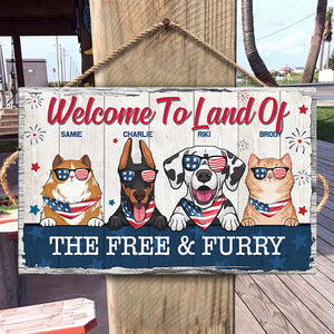 The Free And The Furry - 4th Of July Funny Personalized Pet Rectangle Sign.