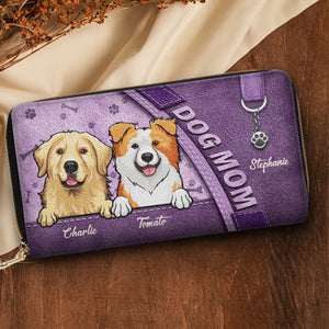 Life Is Better With Dogs - Dog & Cat Personalized Custom Leather Long Wallet - Gift For Pet Owners, Pet Lovers