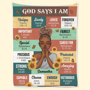 God Says I Am - Family Personalized Custom Blanket - Gift For Family Members