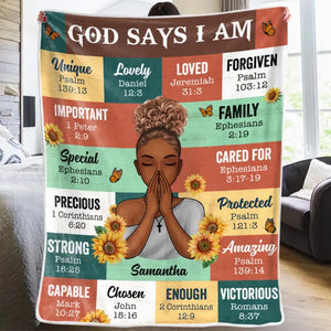 God Says I Am - Family Personalized Custom Blanket - Gift For Family Members