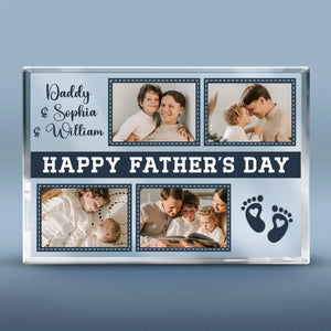 Custom Photo Happy Father's Day - Family Personalized Custom Rectangle Shaped Acrylic Plaque - Father's Day, Gift For Dad