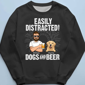 Easily Distracted By Dogs And Beer - Dog Personalized Custom Unisex T-shirt, Hoodie, Sweatshirt - Father's Day, Gift For Pet Owners, Pet Lovers