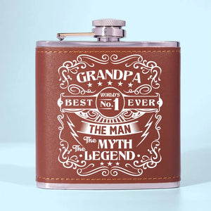 The Man The Myth The Legend - Family Personalized Custom Hip Flask - Father's Day, Gift For Dad, Grandpa