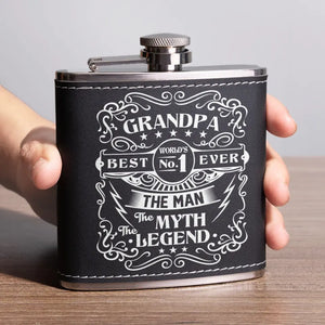 The Man The Myth The Legend - Family Personalized Custom Hip Flask - Father's Day, Gift For Dad, Grandpa
