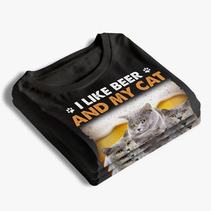 Custom Photo I Like Beer And My Cats - Dog & Cat Personalized Custom Unisex T-shirt, Hoodie, Sweatshirt - Gift For Pet Owners, Pet Lovers