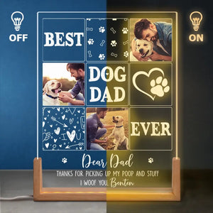 Custom Photo Thanks For Pickup My Poop And Stuff - Dog & Cat Personalized Custom Shaped 3D LED Walnut Night Light -  Father's Day, Birthday Gift For Dad
