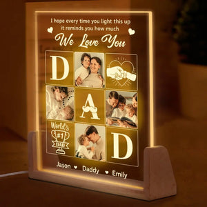 Custom Photo Forever In My Heart - Family Personalized Custom Shaped 3D LED Walnut Night Light -  Father's Day, Birthday Gift For Dad
