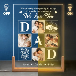 Custom Photo Forever In My Heart - Family Personalized Custom Shaped 3D LED Walnut Night Light -  Father's Day, Birthday Gift For Dad