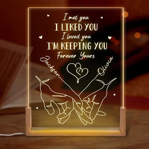 I'm Keeping You, Forever Yours - Couple Personalized Custom Shaped 3D LED Walnut Night Light - Gift For Husband Wife, Anniversary