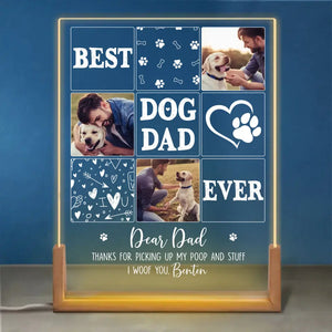 Custom Photo Thanks For Pickup My Poop And Stuff - Dog & Cat Personalized Custom Shaped 3D LED Walnut Night Light -  Father's Day, Birthday Gift For Dad