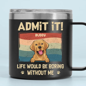 I Woof You - Dog Personalized Custom 14oz Stainless Steel Tumbler With Handle - Gift For Pet Owners, Pet Lovers