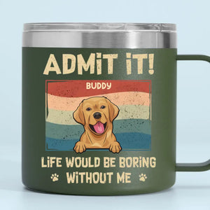 I Woof You - Dog Personalized Custom 14oz Stainless Steel Tumbler With Handle - Gift For Pet Owners, Pet Lovers