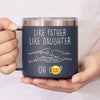Like Father Like Daughter - Family Personalized Custom 14oz Stainless Steel Tumbler With Handle - Father's Day, Gift For Dad, Grandpa