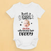 Custom Photo A Little Bit Of Heaven Sent Down To Earth - Family Personalized Custom Baby Onesie - Father's Day, Baby Shower Gift, Gift For First Dad