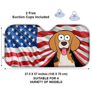 Land Of The Free & Furry - Dog & Cat Personalized Custom Auto Windshield Sunshade, Car Window Protector - 4th of July, Gift For Pet Owners, Pet Lovers