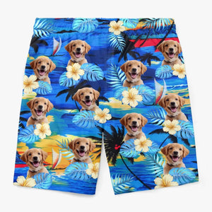 Custom Photo Tropical Hawaiian Aloha Men Beach Shorts - Personalized Summer Vacation And Travel Gifts For Family, Dog Cat Lovers - Life Is Better With Sandy Paws
