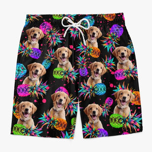 Custom Photo Fur And Sun Make Everything Fun - Dog & Cat Personalized Custom Tropical Hawaiian Aloha Men Beach Shorts - Summer Vacation Gift, Birthday Party Gift For Pet Owners, Pet Lovers