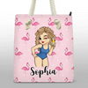 The Beach Is My Happy Place - Bestie Personalized Custom Beach Bag - Summer Vacation Gift For Best Friends, BFF, Sisters