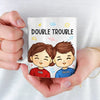 Double Trouble For The Parents - Family Personalized Custom Mug - Gift For Family Members