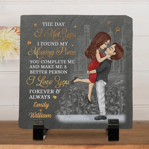 By Your Side Is Where I Want To Be - Couple Personalized Custom Square Shaped Stone With Stand - Gift For Husband Wife, Anniversary