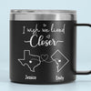 Separation Doesn't Take Away From Friendship, But I Wish We Lived Closer - Bestie Personalized Custom 14oz Stainless Steel Tumbler With Handle - Gift For Best Friends, BFF, Sisters