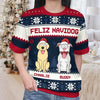 Happy Pawlidays - Dog & Cat Personalized Custom All Over Print Adult Short Sleeve Sweater - Christmas Gift For Pet Owners, Pet Lovers