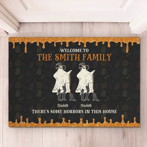 There's Some Horrors In This House - Family Personalized Custom Home Decor Decorative Mat - Halloween Gift For Family Members
