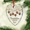 Grandkids Make Life More Grand - Family Personalized Custom Heart Glass Ornament - Christmas Gift For Grandma