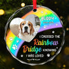 Custom Photo A Piece Of My Heart Is At The Rainbow Bridge - Memorial Personalized Custom Circle Glass Ornament - Sympathy Gift, Christmas Gift For Pet Owners, Pet Lovers