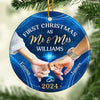 Our First Christmas As A Married Couple - Couple Personalized Custom Ornament - Ceramic Round Shaped - Christmas Gift For Husband Wife, Anniversary, First Christmas