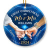 Our First Christmas As A Married Couple - Couple Personalized Custom Ornament - Ceramic Round Shaped - Christmas Gift For Husband Wife, Anniversary, First Christmas