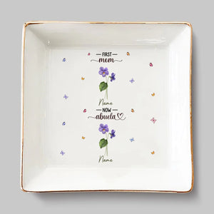 The Best Mom Get Promoted To Grandma - Family Personalized Custom Jewelry Dish - Gift For Mom, Grandma