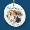 Custom Photo Our First Year Married - Couple Personalized Custom Ornament - Ceramic Round Shaped - Christmas Gift For Husband Wife, Anniversary, First Christmas