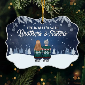 Brothers And Sisters Are As Close As Hands And Feet - Family Personalized Custom Ornament - Acrylic, Wood Benelux Shaped - Christmas Gift For Family Members, Siblings, Brothers, Sisters
