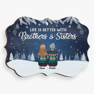 Brothers And Sisters Are As Close As Hands And Feet - Family Personalized Custom Ornament - Acrylic, Wood Benelux Shaped - Christmas Gift For Family Members, Siblings, Brothers, Sisters