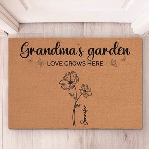 Grandma's Favorite Garden - Family Personalized Custom Home Decor Decorative Mat - Christmas Gift For Grandma, Grandkid