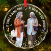 Custom Photo Our Friendship Is Timeless - Bestie Personalized Custom Circle Glass Ornament - Christmas Gift For Best Friends, BFF, Sisters
