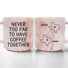 Never Too Far To Have Coffee Together - Bestie Personalized Custom Marble Mug - Gift For Best Friends, BFF, Sisters