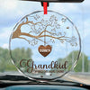 Grandma’s Love Is The Root Of Our Family Tree - Family Personalized Custom Round Glass Ornament Car Hanger - Gift For Grandma