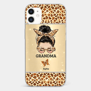 A Grandmother's Love Is Forever And Always - Family Personalized Custom Faux Jewelry Effect Printed Clear Phone Case - Gift For Mom, Grandma