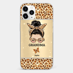 A Grandmother's Love Is Forever And Always - Family Personalized Custom Faux Jewelry Effect Printed Clear Phone Case - Gift For Mom, Grandma