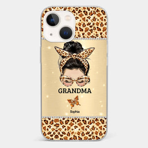 A Grandmother's Love Is Forever And Always - Family Personalized Custom Faux Jewelry Effect Printed Clear Phone Case - Gift For Mom, Grandma