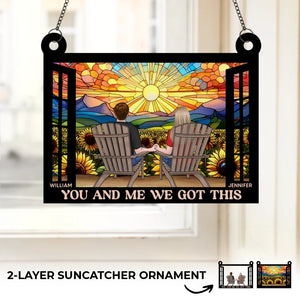 Together We Build A Life We Love - Couple Personalized Window Hanging Suncatcher - Gift For Husband Wife, Anniversary