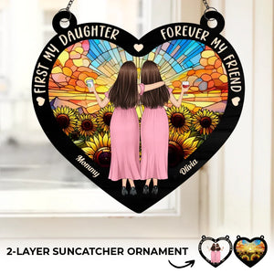 Happiness Is Mother And Daughter Time - Family Personalized Window Hanging Suncatcher - Gift For Mom, Daughter