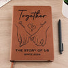 Fingers Intertwined, Hearts Aligned - Couple Personalized Custom Leather Journal - Gift For Husband Wife, Anniversary