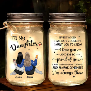 Mother And Daughter, Linked For Life - Family Personalized Custom Mason Jar Light - Gift For Mom, Daughter